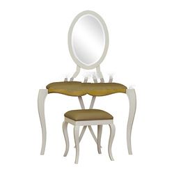 Natural and White Painted Dressing Table with Mirror