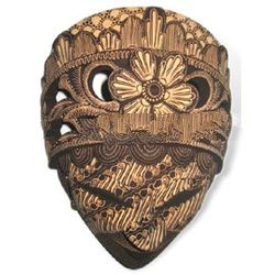 Wood batik flower mask hand carved