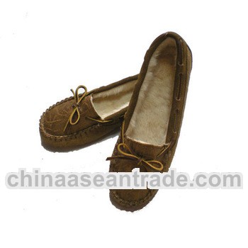 most popular ladies cheap coating suede boat shoes with lace