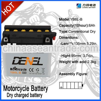 motorcycle battery YB6L-B 12V6Ah