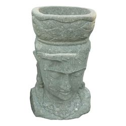 Head Lady Stone Vase Flower