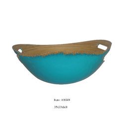 Spun Oval Bamboo Fruit Bowl