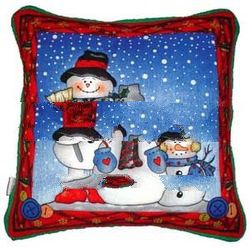 Snowman Family Christmas Pillow Cover