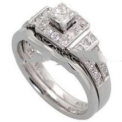 14k White Gold 2-Piece Square-shaped Wedding