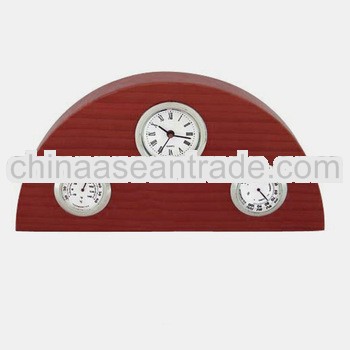nature table wood clock with hygrometer thermometer