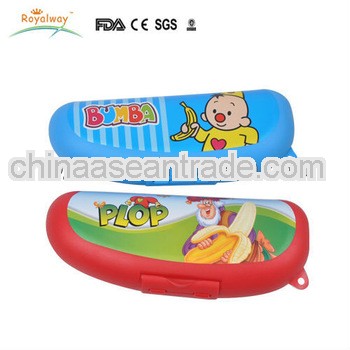 new design banana shape kids plastic food storage box with lock
