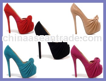 new design fashion platform peep-toe with bowite high heels ladies leather brand shoes