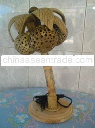 Thai hand made OTOP coconut shell lamp (Coconut Tree 2)