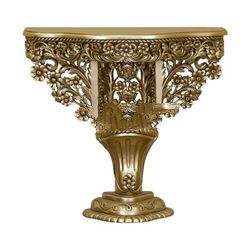 Gold Decorative Table With Flowers Carved