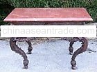 Cast Bronze 4 Satyr Occasional Table w Marble