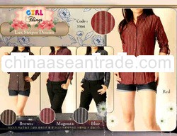 Luxurious Vertical Line Woman Formal Shirt