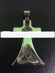SS Pendant Trinity with Brass Spiral Wire