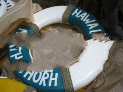 Wood Wall Plaque Life Bouy "North Shorh"