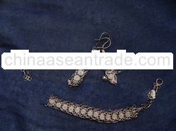 javanese style silver earrings+bracelet set