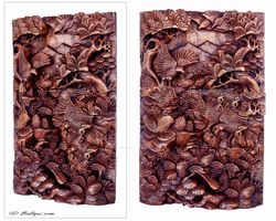 Wood relief panel, 'Birds jungle II'