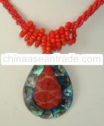 necklace paua shell with bead