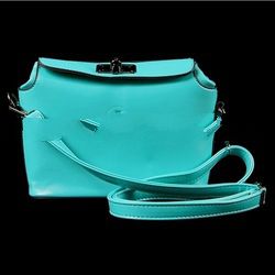 Blue Hexagon Leatherette Shoulder Sling Bag for Women