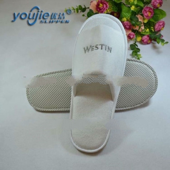 open-toe white velour men's bedroom slippers
