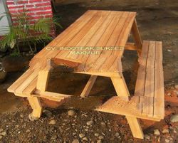 Teak bench and table set