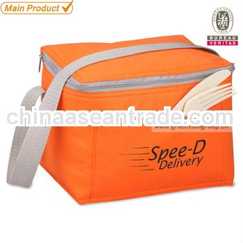 orange color fabric non woven lunch bag
