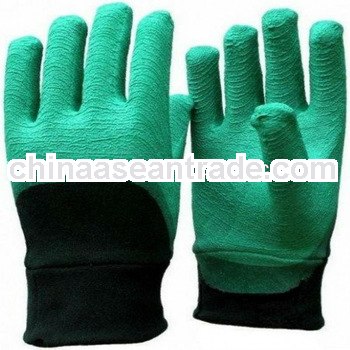 orange latex coated gloves