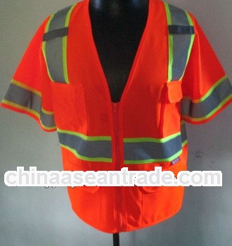 orange safety reflecting vest with ANSI standard