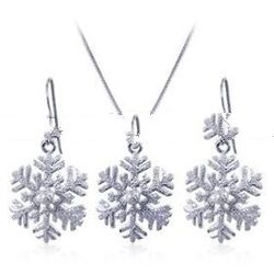 Flake Earrings Pendant 1 MM Box Chain Necklace Set