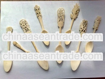 ox bone carving fork handmade craft