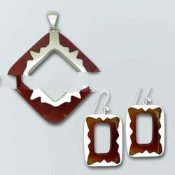Square Carnelian Set Jewelry