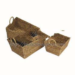  hand made water hyacinth rectangular storage basket