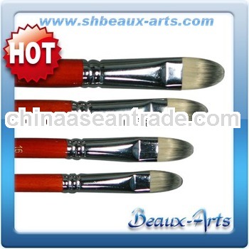 paint brush red wooden handle,bicolor synthetic filbert artist brushes