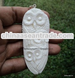 Group of Owls Ox Bone Pendant