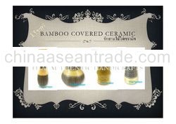 A Thai Authentic Bamboo Covered Ceramic 04, Thai Vase product, Made in Thailand, Handmade crafts Pro