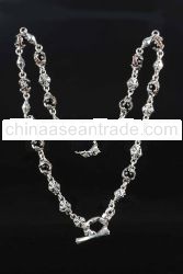 925 Sterling Silver Jewelry Necklace Garnet Onyx