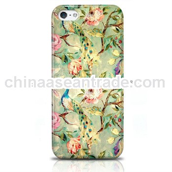 peafowl and flower hard plastic case for apple iphone 5