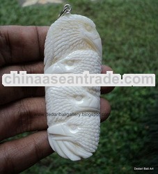 Group of Ravens Ox Bone Pendant