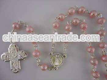 pink cockle pearl rosary necklace beautiful business rosary necklace with metal chain