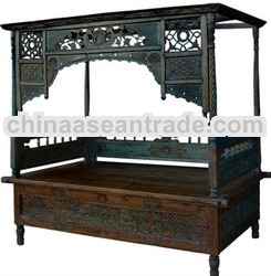 OLD JAVA CARVED CANOPY BED