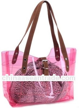 popular ladies fashion PVC transparent handbag