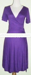 New Stunning Purple Wrap Bust Woman Dress