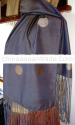  Silk Scarf / Shawl - Multicolored, Blue/Purple