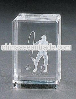 pure 3d laser crystal picture frame for fishing engraved (R-0079))