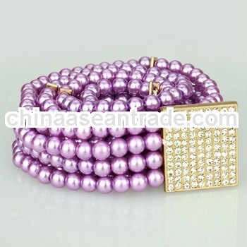 purple rhinestone pearl beaded belt