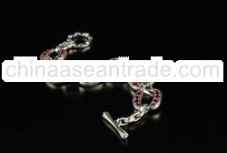 925 STERLING SILVER JEWELRY LINK BRACELET RUBY