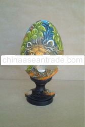 Wooden Duck Egg With "Lion"