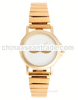 q&q gold watches metal mustache watch