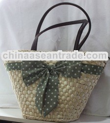 Minty Green Bow Straw Bag
