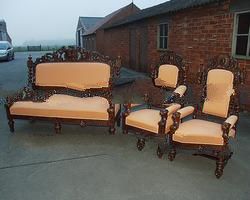 Antique Great Carved Oak 3 Pc