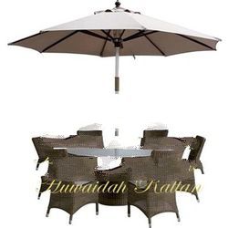 Garden Rattan Dining Set with SUNBRELLA
