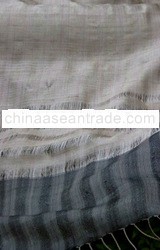 Silk Scarf / Shawl - Light Blue and White